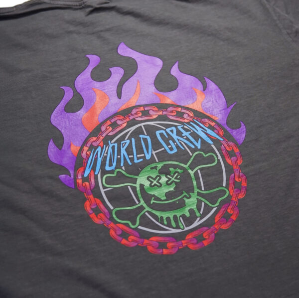 Heavyweight Oversized Grey T-Shirt – World in Flames - Imagen 3