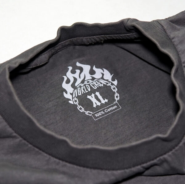 Heavyweight Oversized Grey T-Shirt – World in Flames - Imagen 5